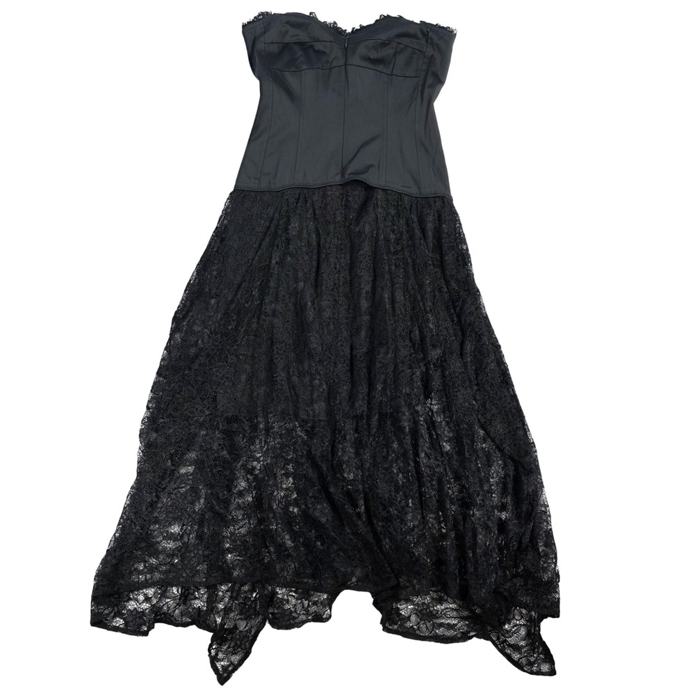 Barami Vintage Lace Corset Handkerchief Hem Gown Black 4 Womens Gothic Evening
